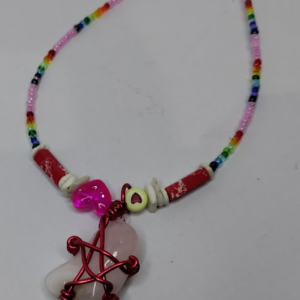Rainbow rose quartz necklace