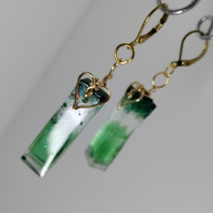 green / gold earrings
