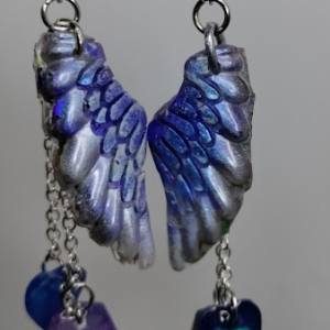 Diamond heart wing earrings